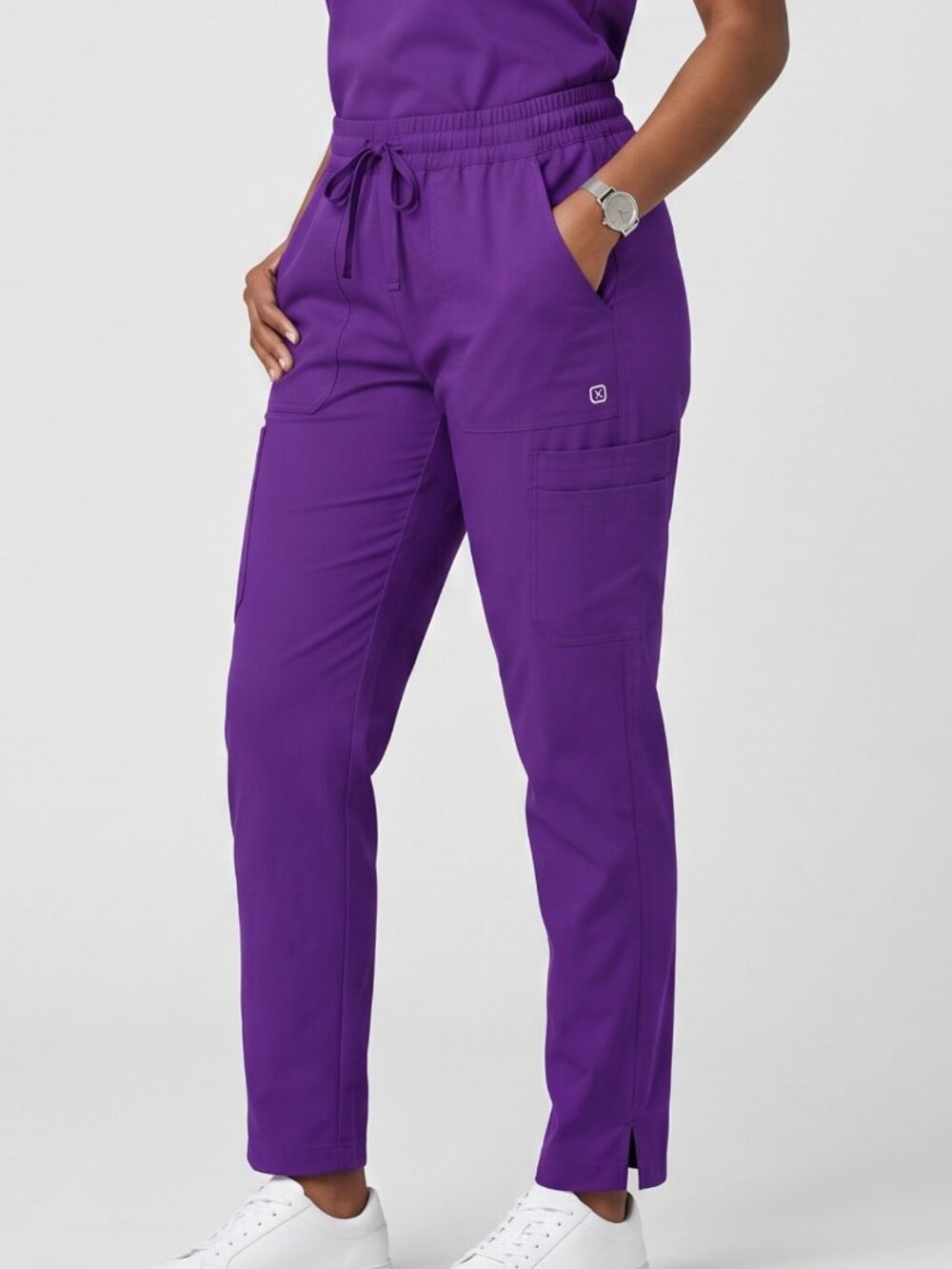 NWT WonderWink PRO Purple Elastic Drawstring Cargo Scrub Pants Womens Medium